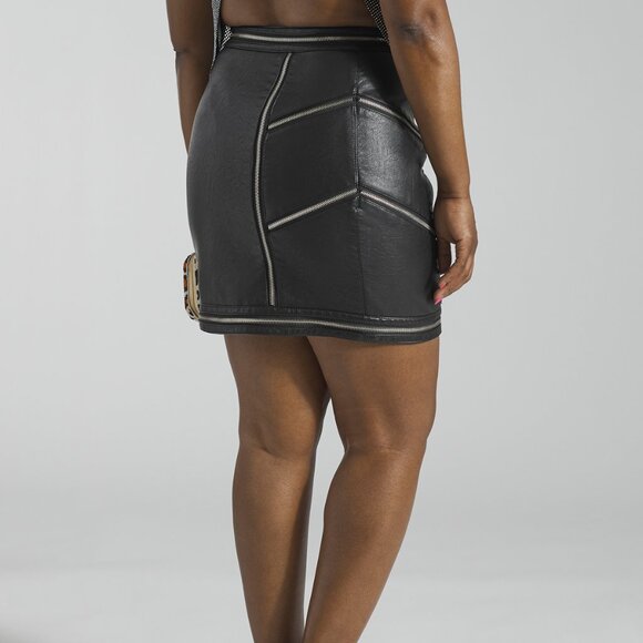 NASTY GAL - SYLVIA FAUX LEATHER ZIPPER MINI - M - Picture 3 of 4